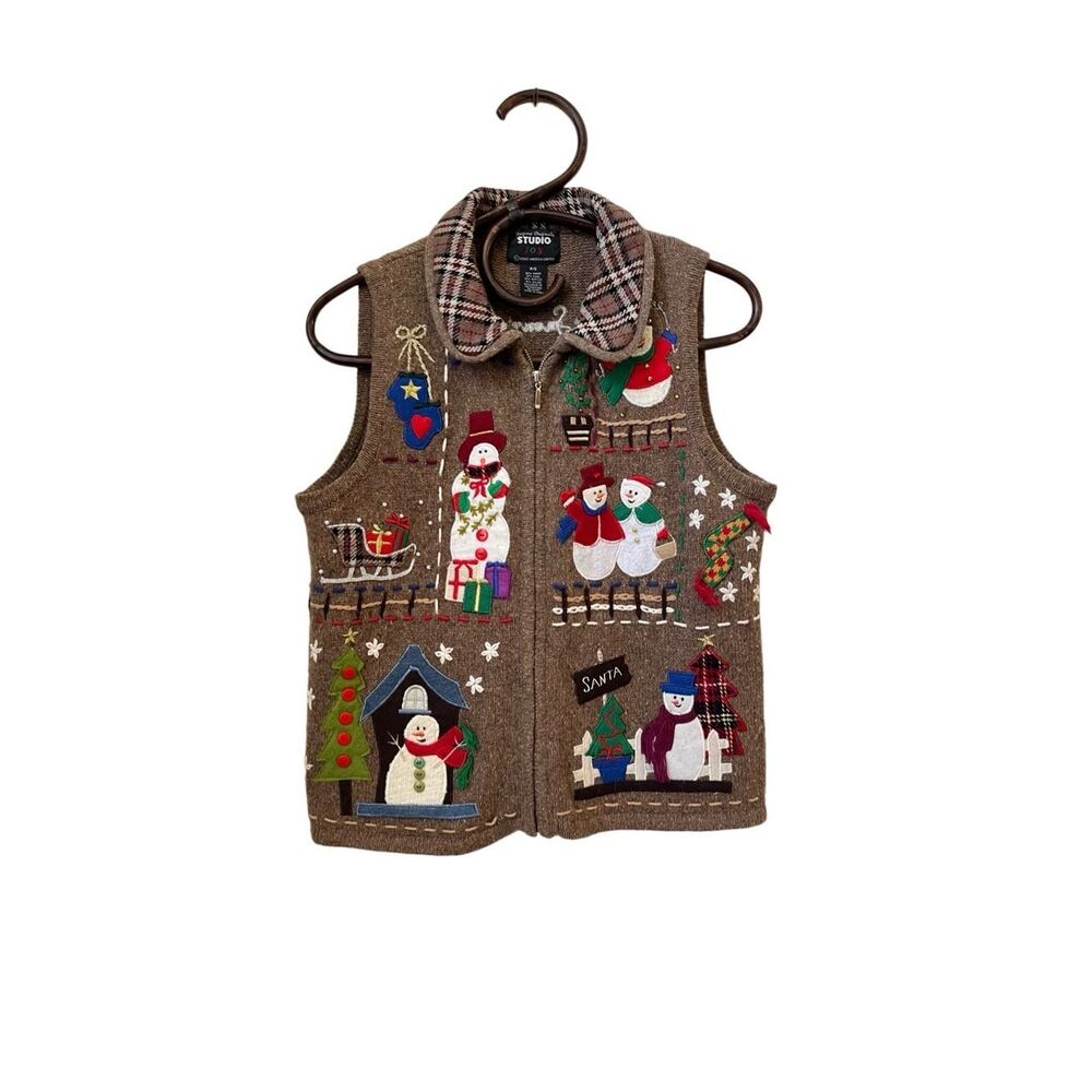 Vintage Studio Joy Wool Blend Patchwork Sweater V… - image 2